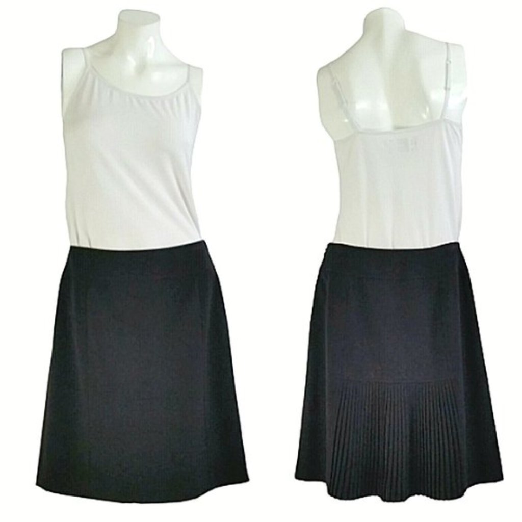 Loft Black Pleated Accordion Back A-Line Skirt